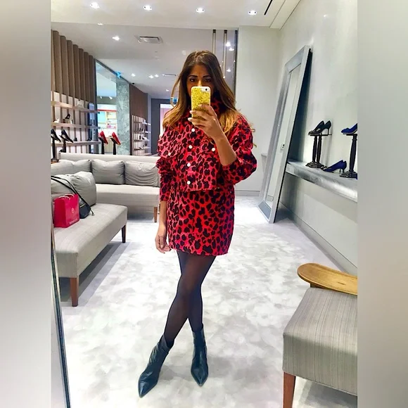 TOPSHOP Red Denim Leopard Set - Picture 9 of 9